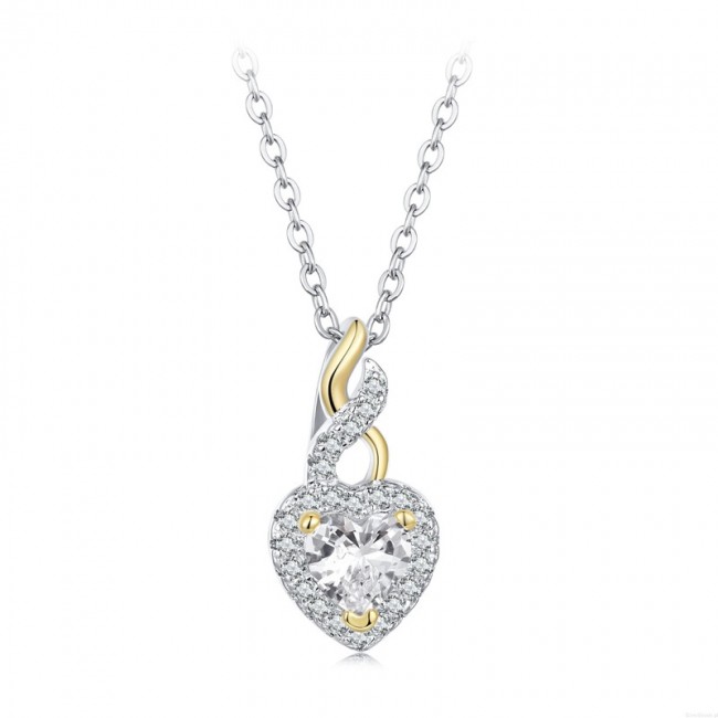 Colier argint cu pandantiv inima cu cristale