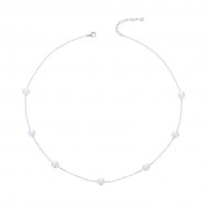 Colier argint la baza gatului cu perle albe