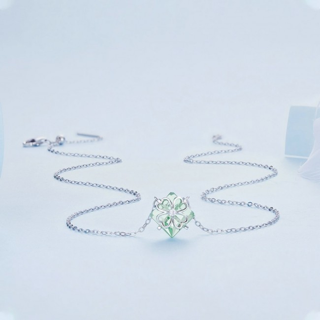 Colier argint cu pandantiv trifoi cu patru foi