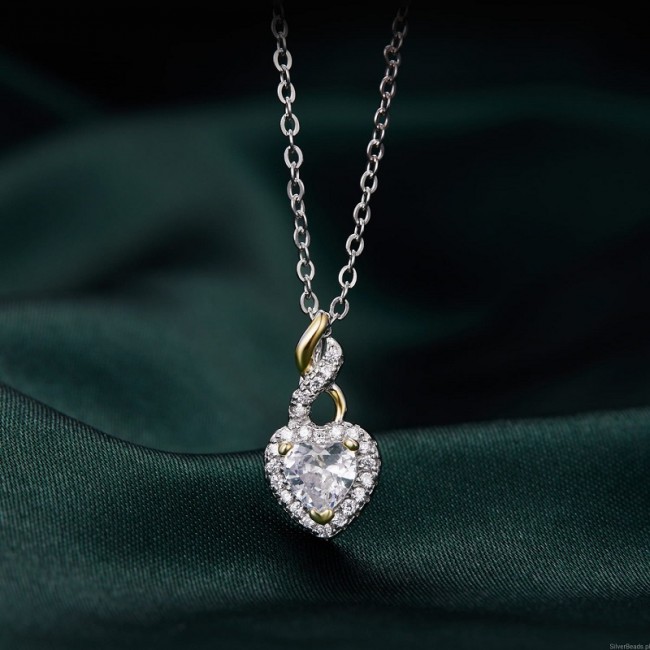 Colier argint cu pandantiv inima cu cristale