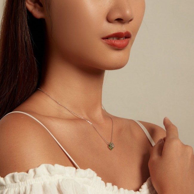 Colier argint cu pandantiv trifoi cu patru foi