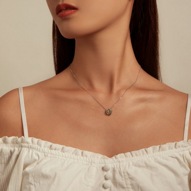 Colier argint cu pandantiv trifoi cu patru foi