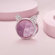 Talisman argint cap de pisica cu cristal roz