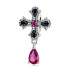 Talisman stopper argint cruce vintage cu cristale negre si mov