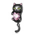 Talisman argint pisica neagra cu inima roz