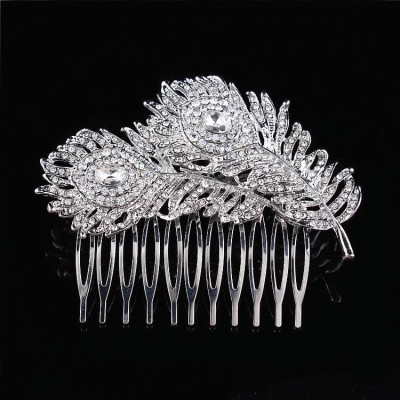 Accesoriu par agrafa tip pieptene Glow Feathers cu diamante de zirconiu cubic