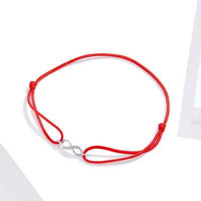 Bratara argint Infinite Gift snur rosu