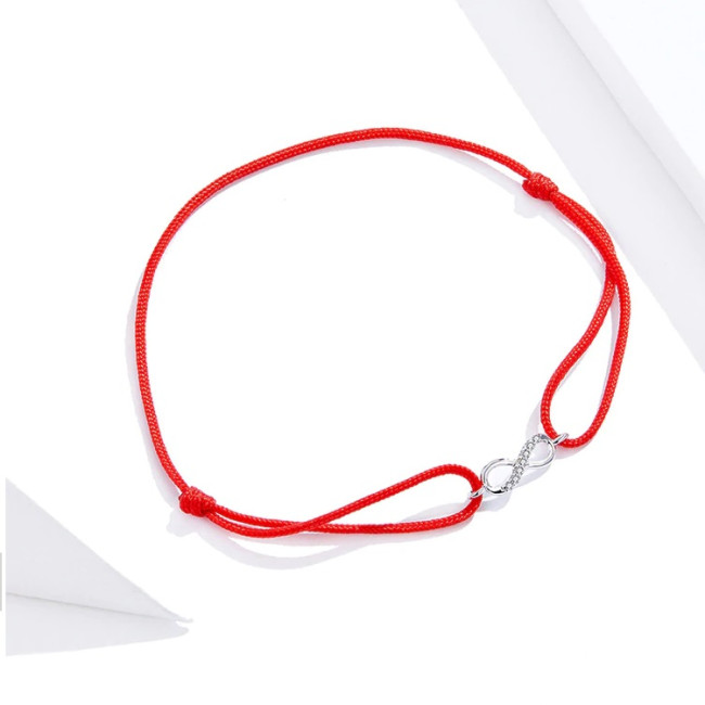 Bratara argint Infinite Gift snur rosu