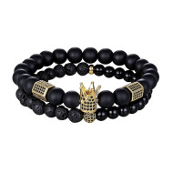 Bratari set cuplu Lava Rock Zirconii King Queen