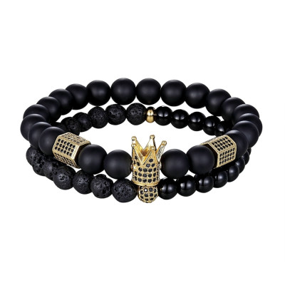 Bratari set cuplu Lava Rock Zirconii King Queen