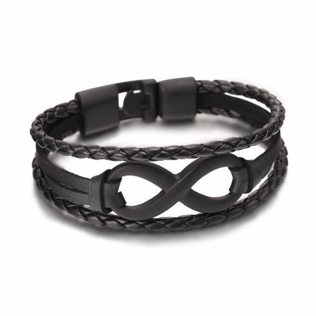 Bratara piele neagra Black Infinity Ethan
