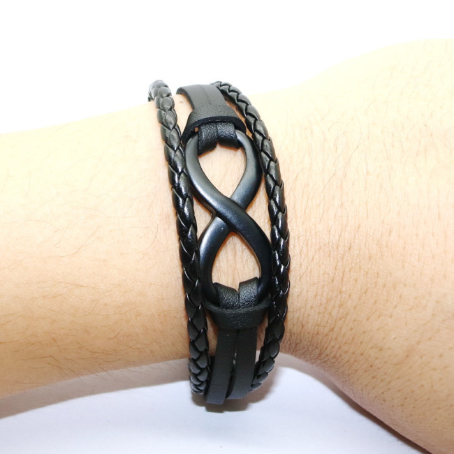 Bratara piele neagra Black Infinity Ethan