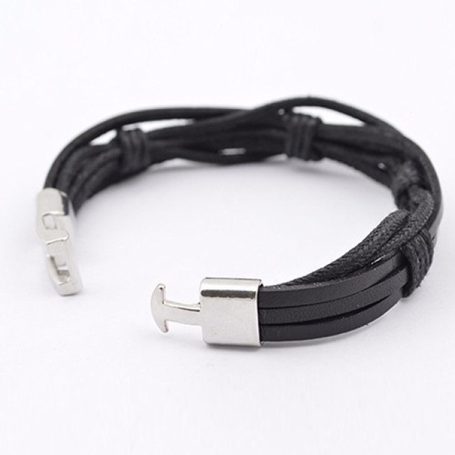 Bratara piele black Weave