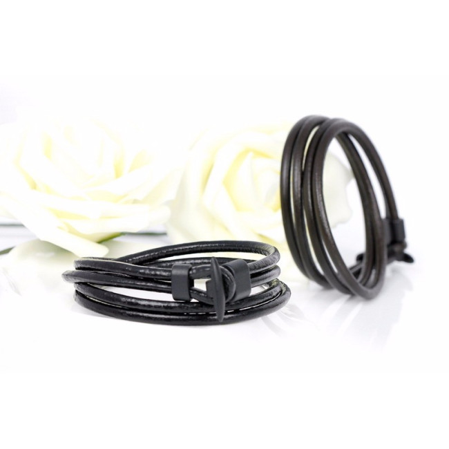 Bratara piele neagra inchidere tip carlig Jacob