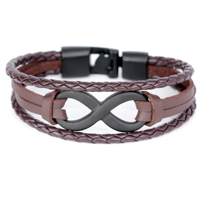 Bratara piele maro Black Infinity Ethan