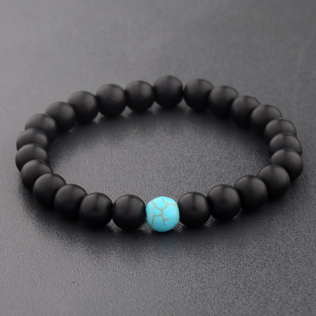 Bratari set cuplu Yin Yang Blue Black