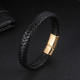 Bratara piele neagra impletita Gold Thomaso