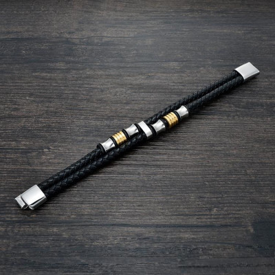 Bratara piele magnet Gold Thomaso 