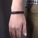 Bratara piele neagra impletita Gold Thomaso