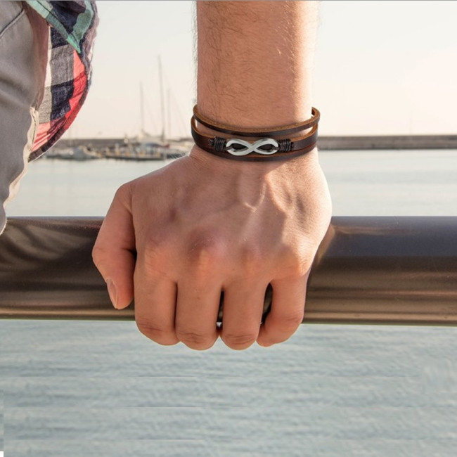 Bratara piele Brown Infinity