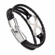 Bratara piele neagra Silver Infinity Ethan