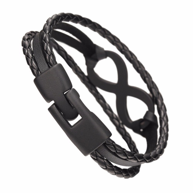 Bratara piele neagra Black Infinity Ethan