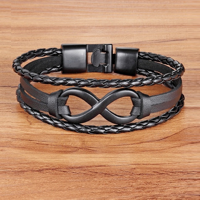 Bratara piele neagra Black Infinity Ethan