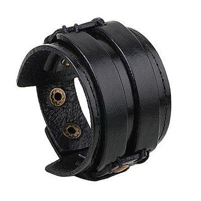 Bratara black leather Wide Spartan