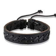 Bratara piele neagra cu dungi oblice David