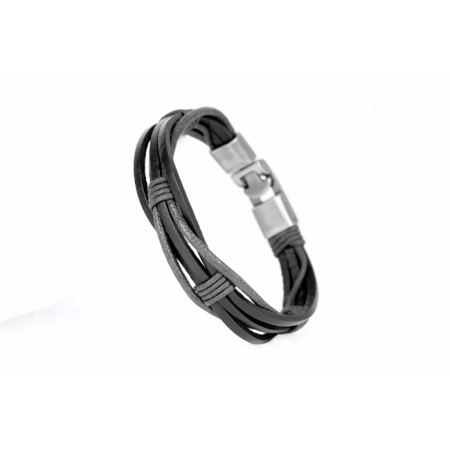 Bratara piele black Weave