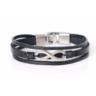 Bratara piele neagra Infinity