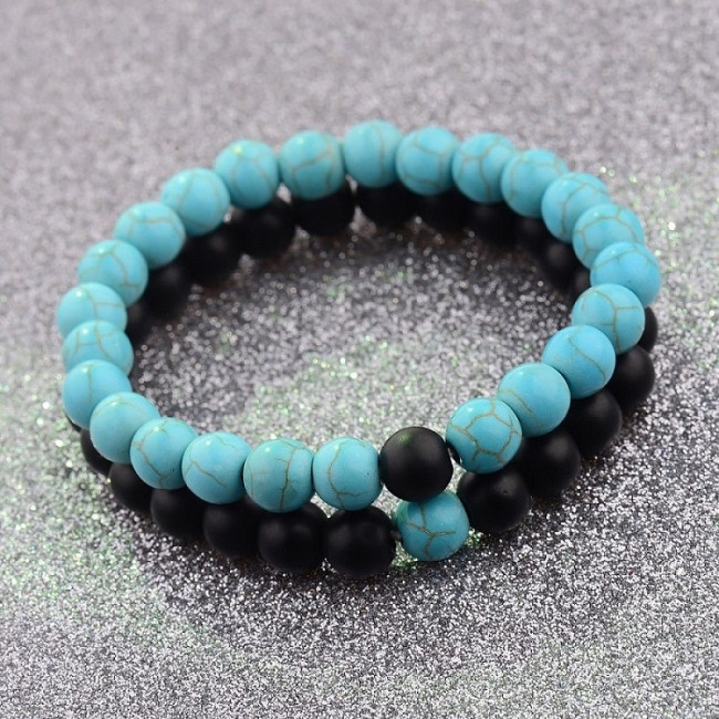 Bratari set cuplu Yin Yang Blue Black