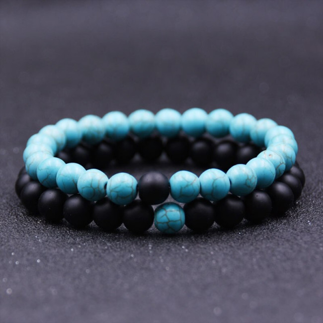Bratari set cuplu Yin Yang Blue Black