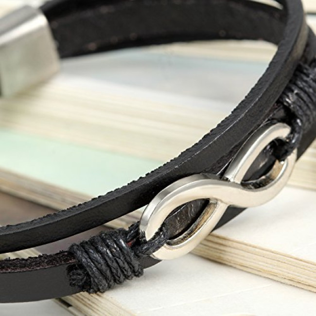 Bratara piele neagra Infinity
