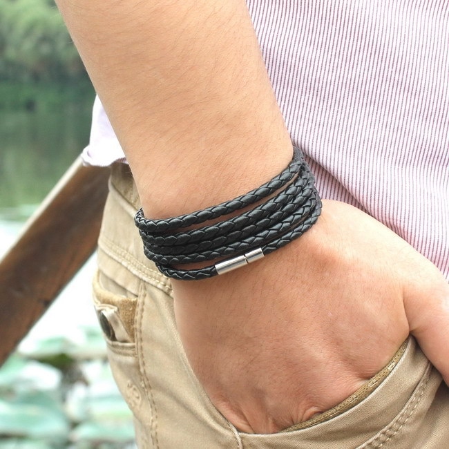 Bratara snur impletit negru Bali