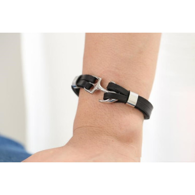Bratara piele Silver Anchor Thomaso 