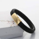 Bratara piele neagra impletita Gold Thomaso