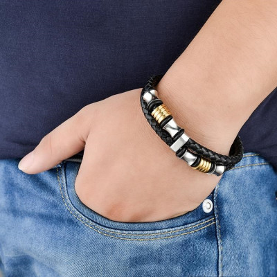 Bratara piele magnet Gold Thomaso 