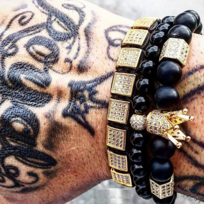 Bratari set cuplu Lava Rock Zirconii King Queen