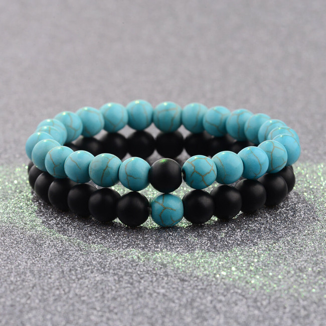 Bratari set cuplu Yin Yang Blue Black