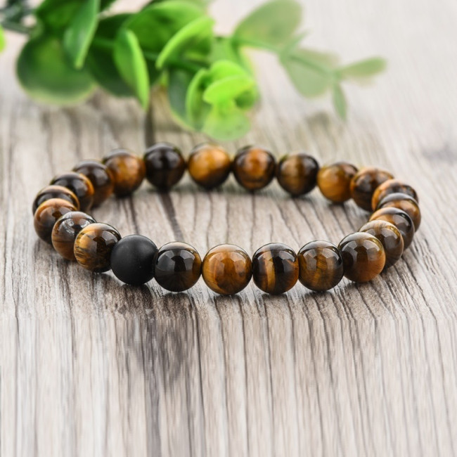 Bratari cuplu pietre naturale Tiger Eye Black Onix