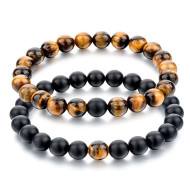 Bratari cuplu pietre naturale Tiger Eye Black Onix