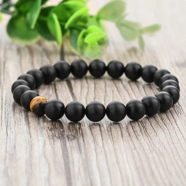 Bratari cuplu pietre naturale Tiger Eye Black Onix