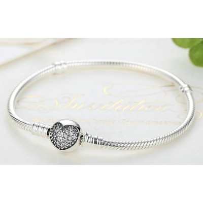 Bratara argint 925 Charm Diamond Heart