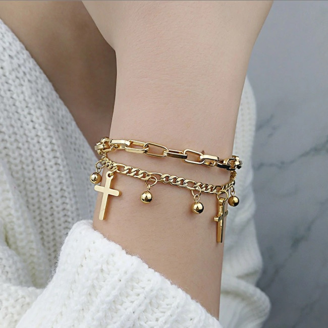 Bratara Charmuri Cross Gold