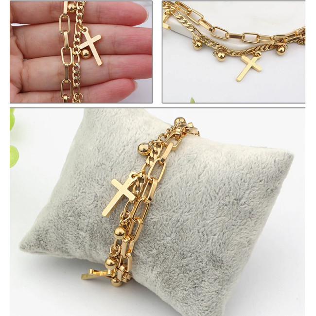 Bratara Charmuri Cross Gold