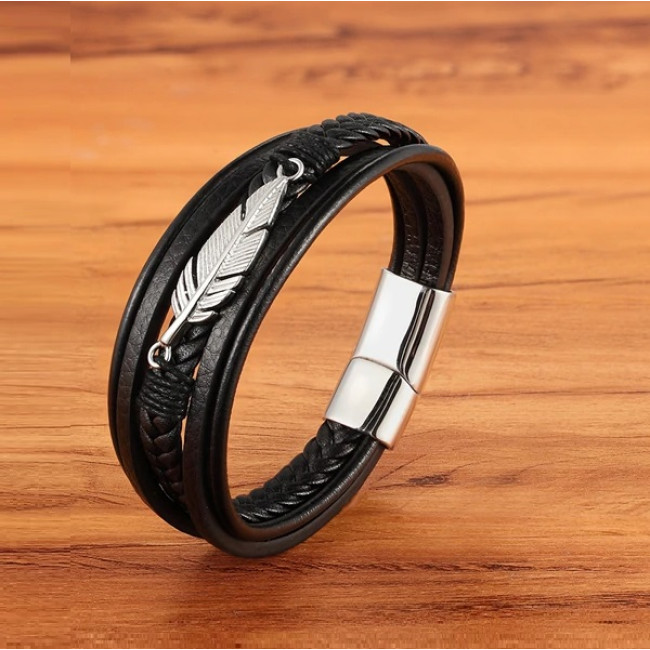 Bratara piele Feather