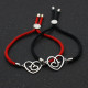 Bratara snur negru Two Hearts