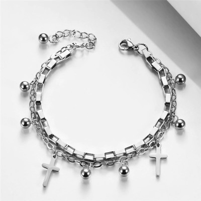 Bratara Charmuri Cross Silver