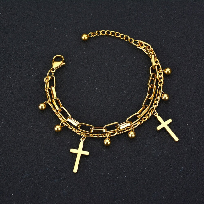 Bratara Charmuri Cross Gold